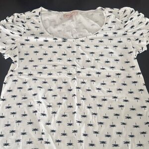 Philosophy White and Black Dragonfly Print Top